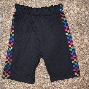 Rainbow checkered biker shorts